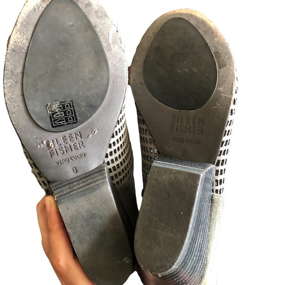 EILEEN FISHER Leather Netted Wedges - Picture 9 of 16